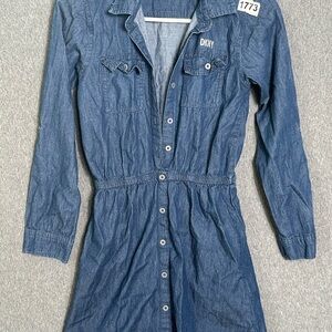 DKNY Button-Front Denim Shirt Dress Girls Large 12